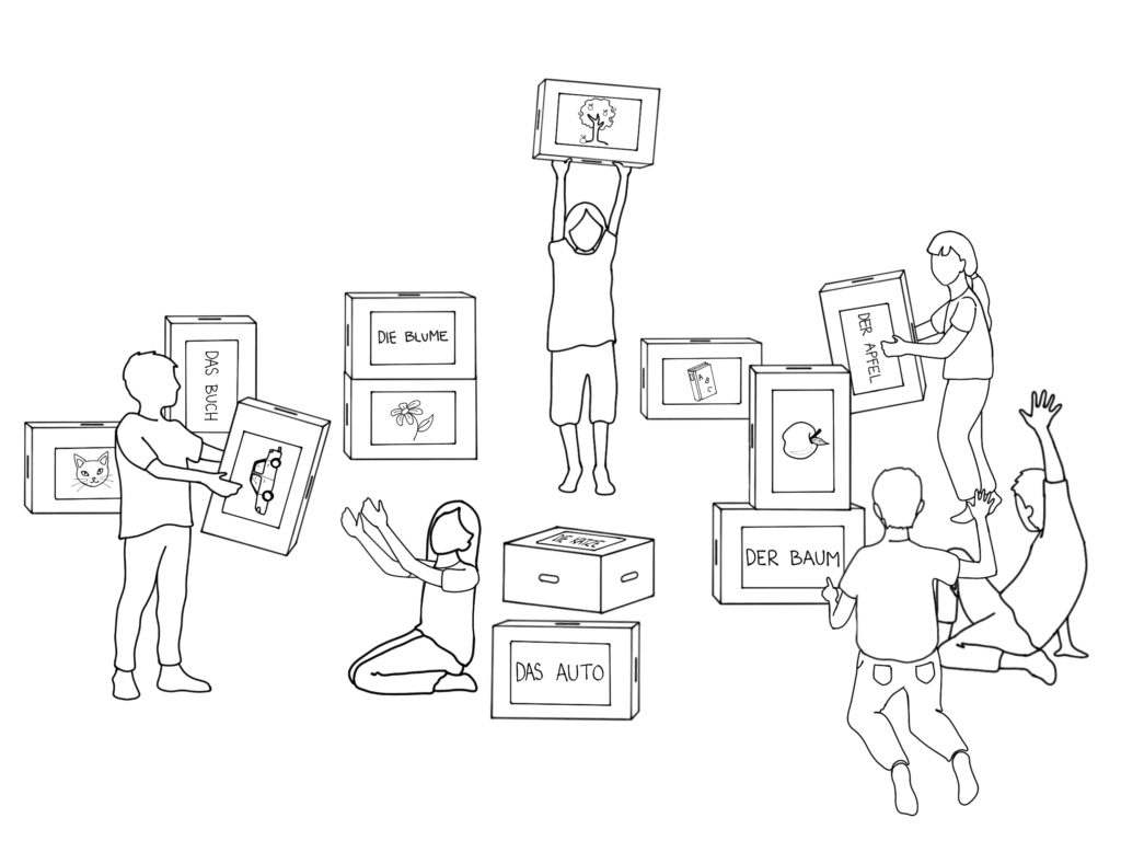 visuelle Worterkennung, Haptisches Lernen & Bewegung mit Xbrick