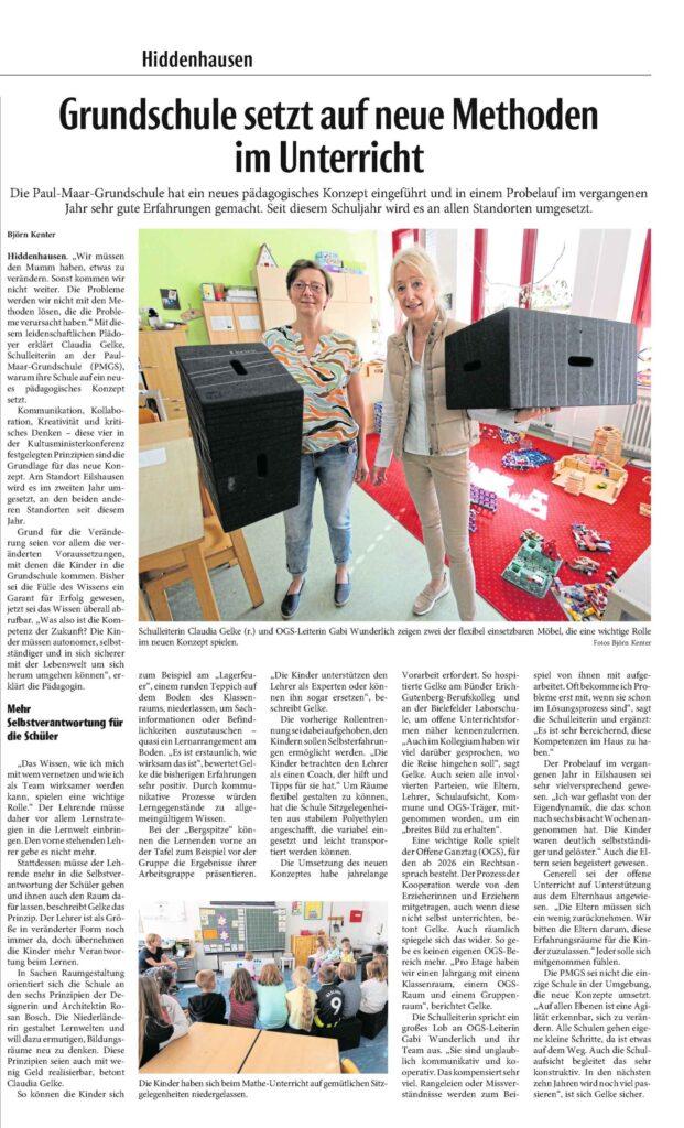 Artikel über die Grundschule Hiddenhausen und deren Xbrick Nutzung